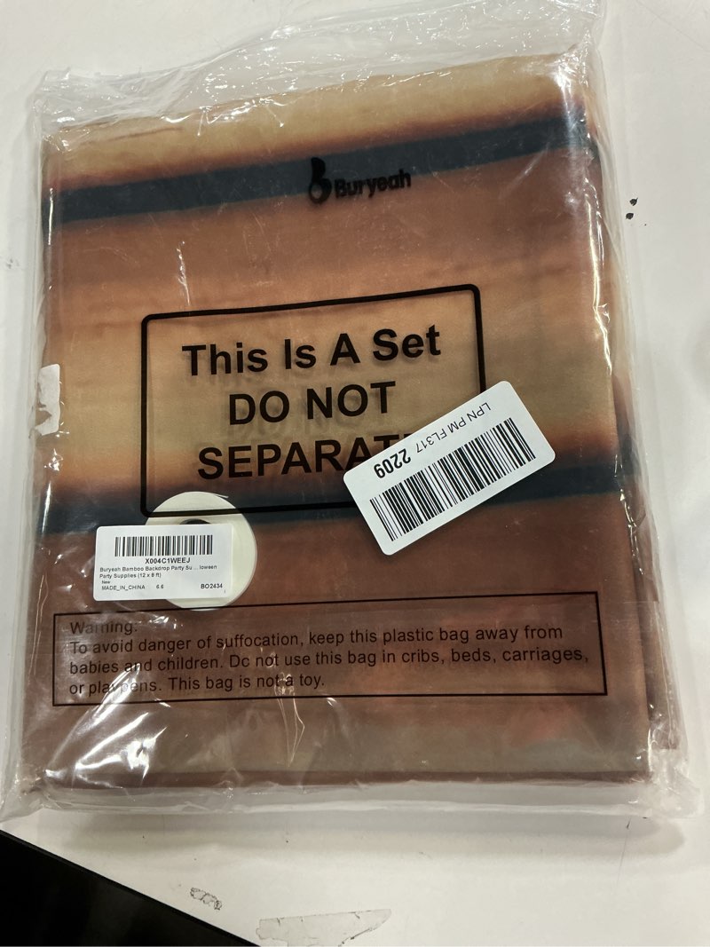 Condition photo showing Good Condition for Buryeah Bamboo Backdrop Party Summer Hawaiian Beach Backdrop Decoration Polyester Fabric Photography Christmas Halloween Party Supplies (12 x 8 ft)