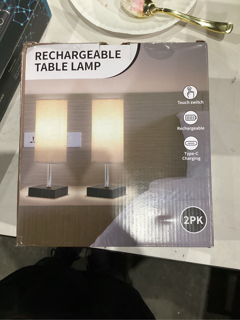 Condition photo showing New/Like New for Cordless Table Lamp, Battery Operated Lamp Touch Dimmable,Rechargeable Lamp for NightStand, Battery Powered Wireless Table Lamp for Decor, Living Room, Dorm-2Pack Beige 12 Inch