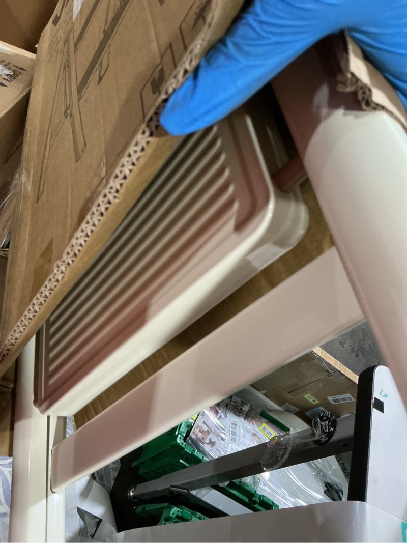 Condition photo showing Good Condition for valeo 2 step ladder,lightweight folding step stool with wide anti-slip pedal, 330lbs capacity, heavy duty,sturdy iron metal step stool for home, kitchen, closet, adults, cream white milk white 2 step