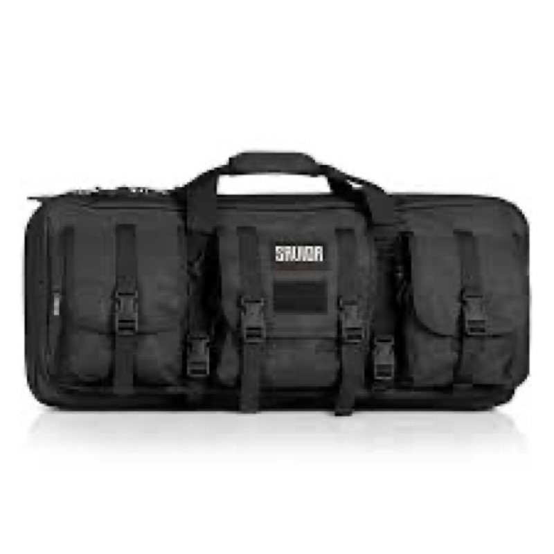 Savior Equipment American Classic Shorty Tactical Double Short Gun Case Pistol Bag, Spacious Front Pockets, Padded Shoulder Strap Included Black