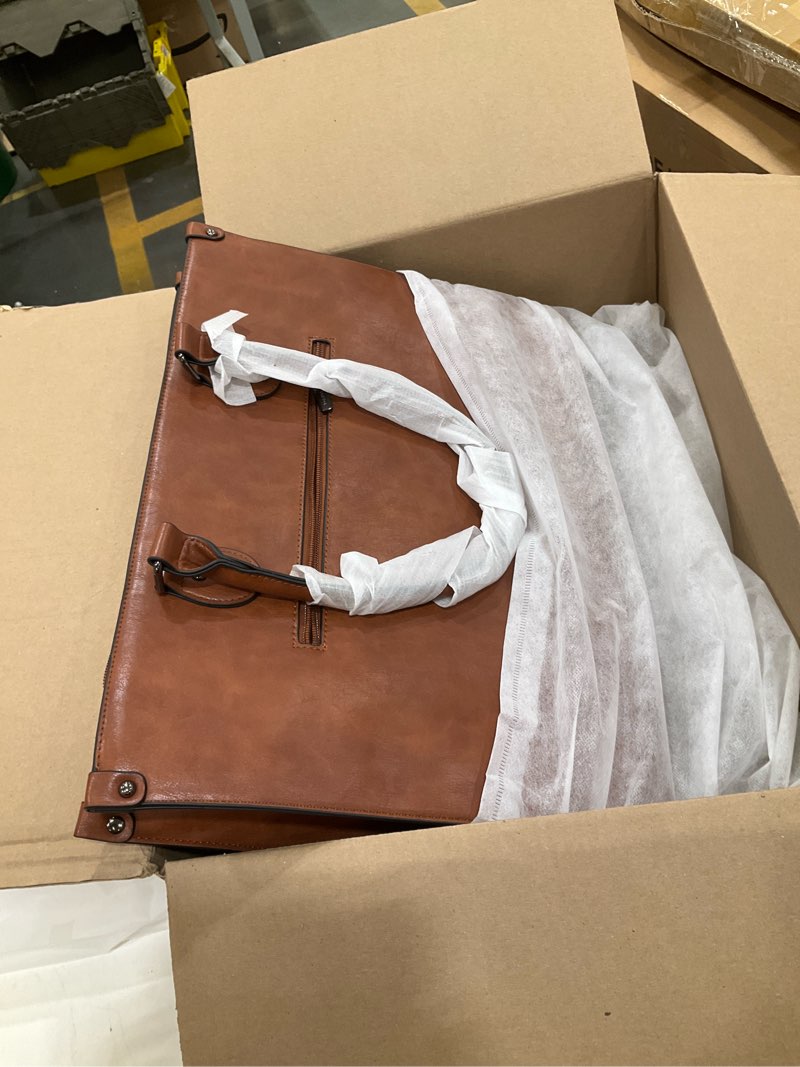 Condition photo showing Good Condition for lovevook laptop tote bag for women, 17.3 inch large capacity vintage leather work computer bag, business casual shoulder handbag, dark brown 17.3 inch dark brown