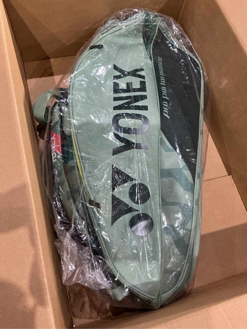 Condition photo showing Good Condition for yonex pro racquet bag 9 pcs, multi-compartment 9-racket tennis gear travel pack, backpack carry straps/grab handle (bag92429) olive green