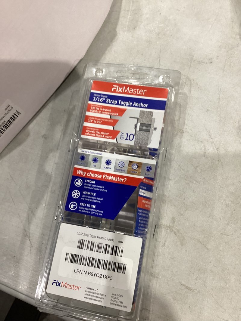 Condition photo showing New/Like New for 3/16" Heavy Duty Master Toggle-Bolt Strap Anchors (10 Pack) w/ 10 Steel Threaded Studs - 3/16"-24 UNC Fastener Size - Great for TV mounting, 240 lb Holding Strength