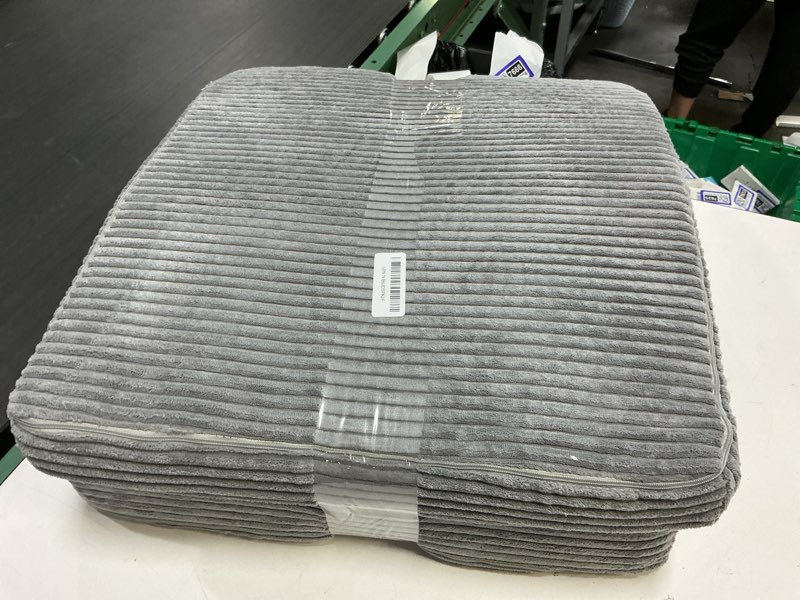 Condition photo showing Good Condition for higogogo corduroy recliner chair cushion with lumbar support pillow soft non-slip 4" thick seat pad prevent buttocks & back pain in seniors (grey, 21" backrest) grey 20"x20" seat + 21" backrest