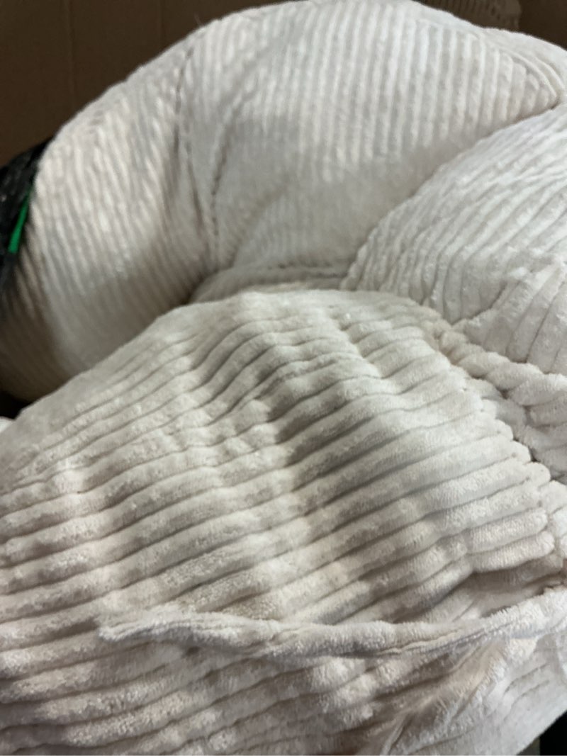 Condition photo showing As Is for higogogo papasan chair cushion with corduroy cover (without chair), 48 x 48 inch supportive cushion, overstuffed chair cushion,beige