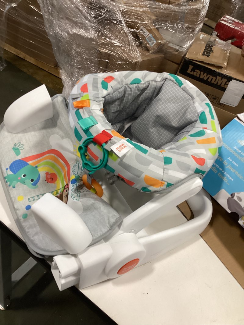 Condition photo showing Good Condition for Bright Starts Learn-to-Sit Baby Floor Seat, 2-Positions Grow with Infant, Portable Baby Chair, Includes Sensory Toys, Unisex, 4-12 Months, Playful Paradise Multicolored
