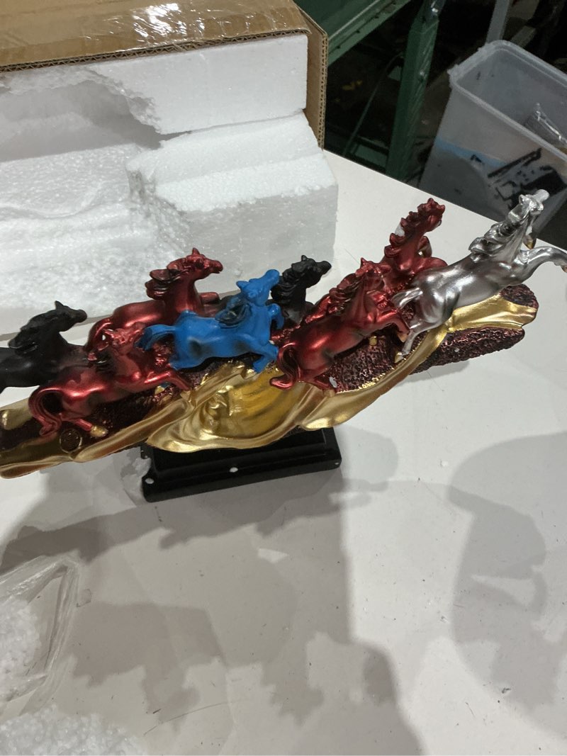 Condition photo showing Good Condition for 14 inch chinese feng shui running horses statue sculpture frgurines good lucky gift for fengshui lover desktop display decorative decoration