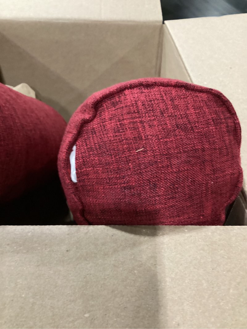 Condition photo showing As Is for 1pillow has a rip round neck pillow roll cervical support pillows neck pain relief cylinder bolster pillows with removable washable cover for sleeping/chair/car/sofa… (red, 2) red 2