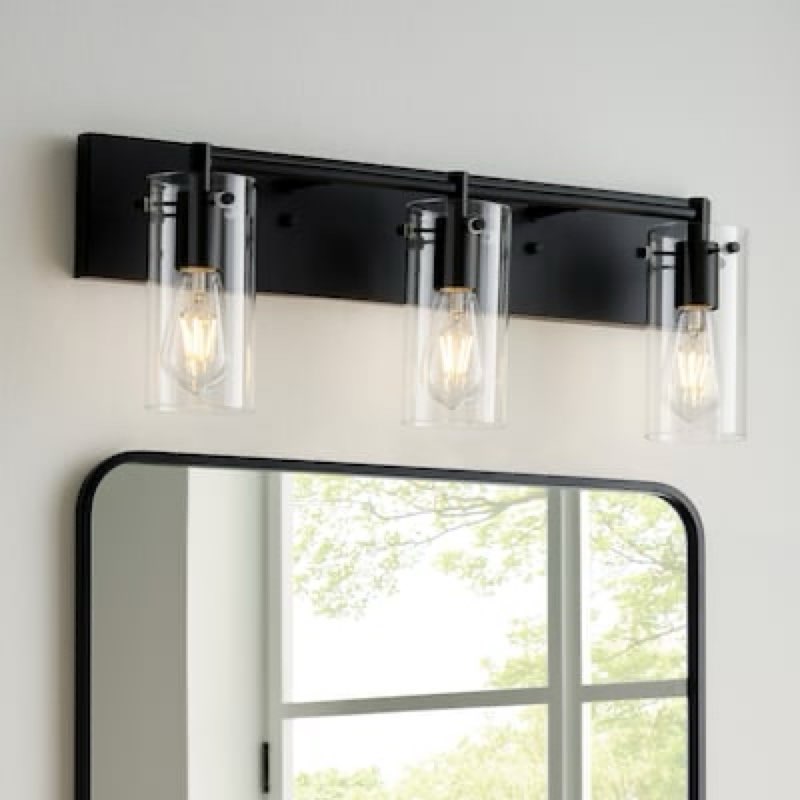 allen + roth yuma 24-in 3 light matte black transitional bathroom vanity light bar