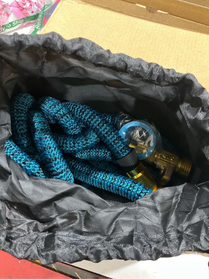 Condition photo showing Good Condition for 75ft garden hose - 2026 ultra lightweight water hoses w/10 function spray nozzle and 3/4" brass fittings- durable, & flexible water pipe for yard, lawn, outdoor & gardening(blue black) 75ft blue black