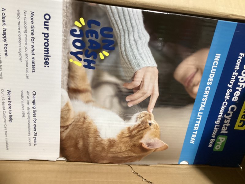 Condition photo showing New/Like New for PetSafe Legacy ScoopFree Crystal Pro Self-Cleaning Automatic Cat Litter Box - Front-Entry Motion-Sensing Cat Box with Integrated Health Counter - Includes 1 Disposable Crystal Litter Tray Crystal Pro Legacy Litter Box