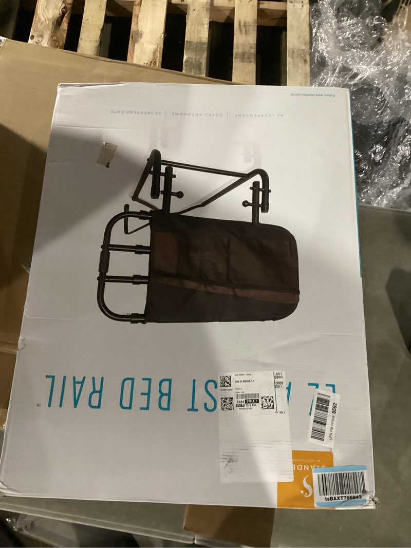 Condition photo showing New/Like New for stander ez adjust bed rail, adjustable senior bedrail and safety assist railing for elderly adults with organizer pouch, astm safety approved guard-rail, black