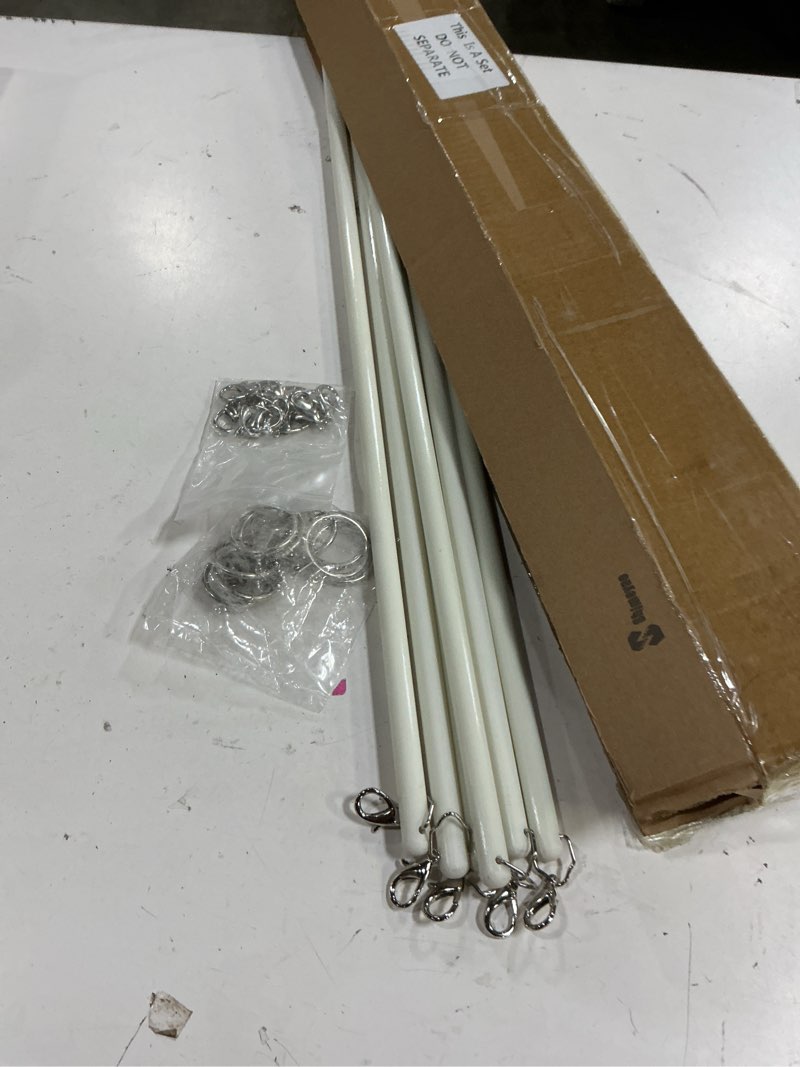 Condition photo showing Good Condition for shimeyao 6 packs acrylic curtain pull wands drapery pull rod versatile fiberglass blinds wand kits with curtain rings and hooks for opening closing curtains homes offices opener(white, 36 inch) white 36 inch