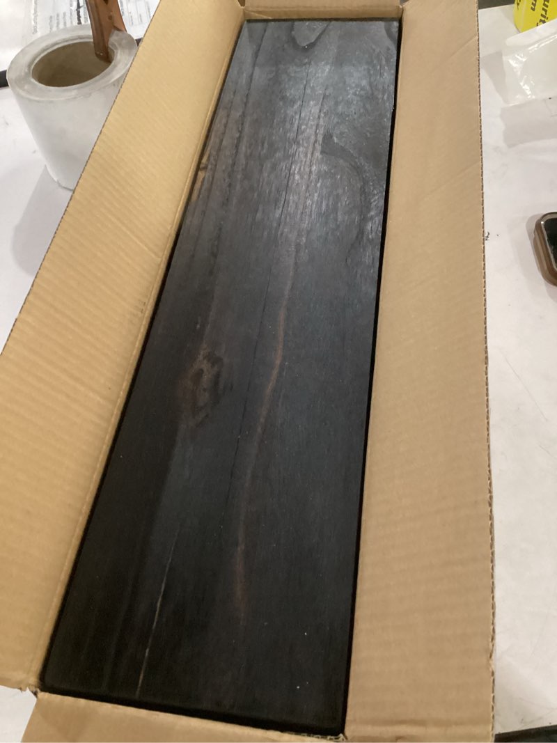 Condition photo showing Good Condition for yywuojj rustic wood floating shelves for wall decor farmhouse hanging wall shelves for bathroom kitchen living room bedroom, set of 4 walnut 24 inch