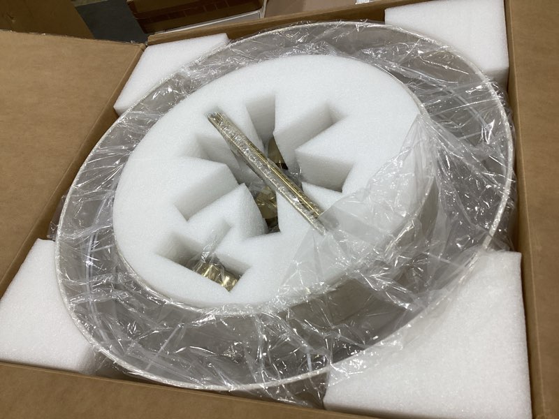 Condition photo showing New/Like New for 6-light large drum chandeliers 23.62' farmhouse pendant light fixture with linen fabric shade drum modern pendant light for kitchen island lighting beige linen fabric lampshade linen 23.7in,6l