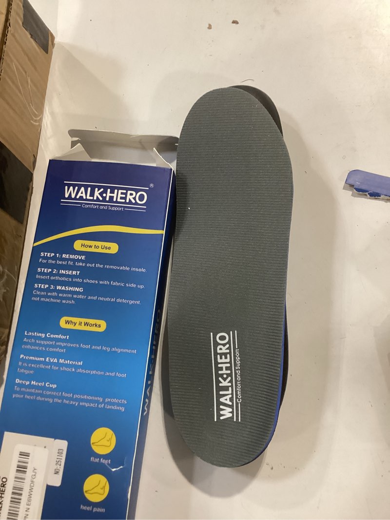 Condition photo showing Good Condition for plantar fasciitis feet insoles arch supports orthotics inserts relieve flat feet, high arch (mens 10-10 1/2 | womens 12-12 1/2) mens 10 - 10 1/2 | womens 12 - 12 1/2 gray