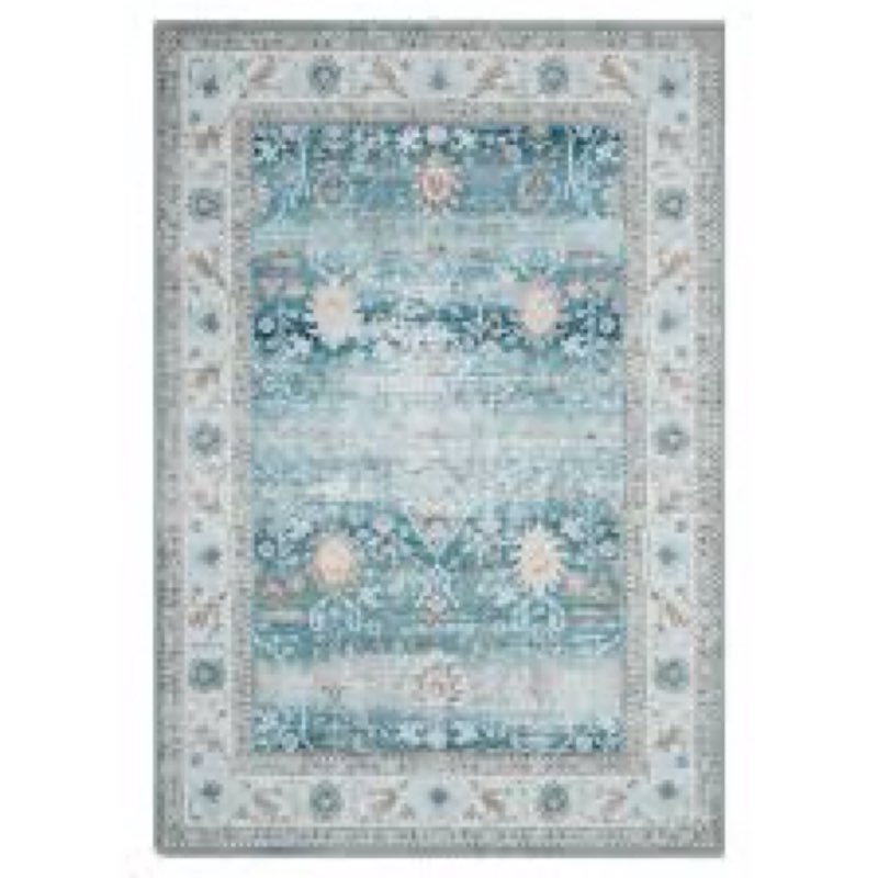 GAOMON Area Rug 8x10 Washable Rug Vintage Distressed Area Rugs Indoor Floor Cover Carpet Rug Soft Velvet Mat Foldable Accent Rug for Living Room Bedroom Dining Room, 8' x 10', green