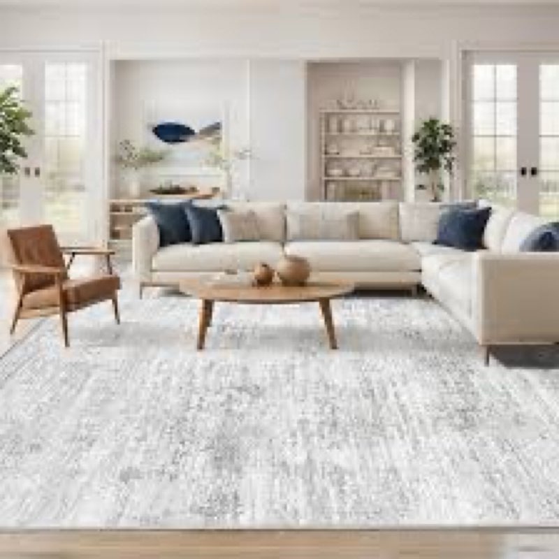 Art&Tuft Washable Rug, Anti-Slip Backing Abstract Area Rugs, Stain Resistant Rugs for Living Room, F