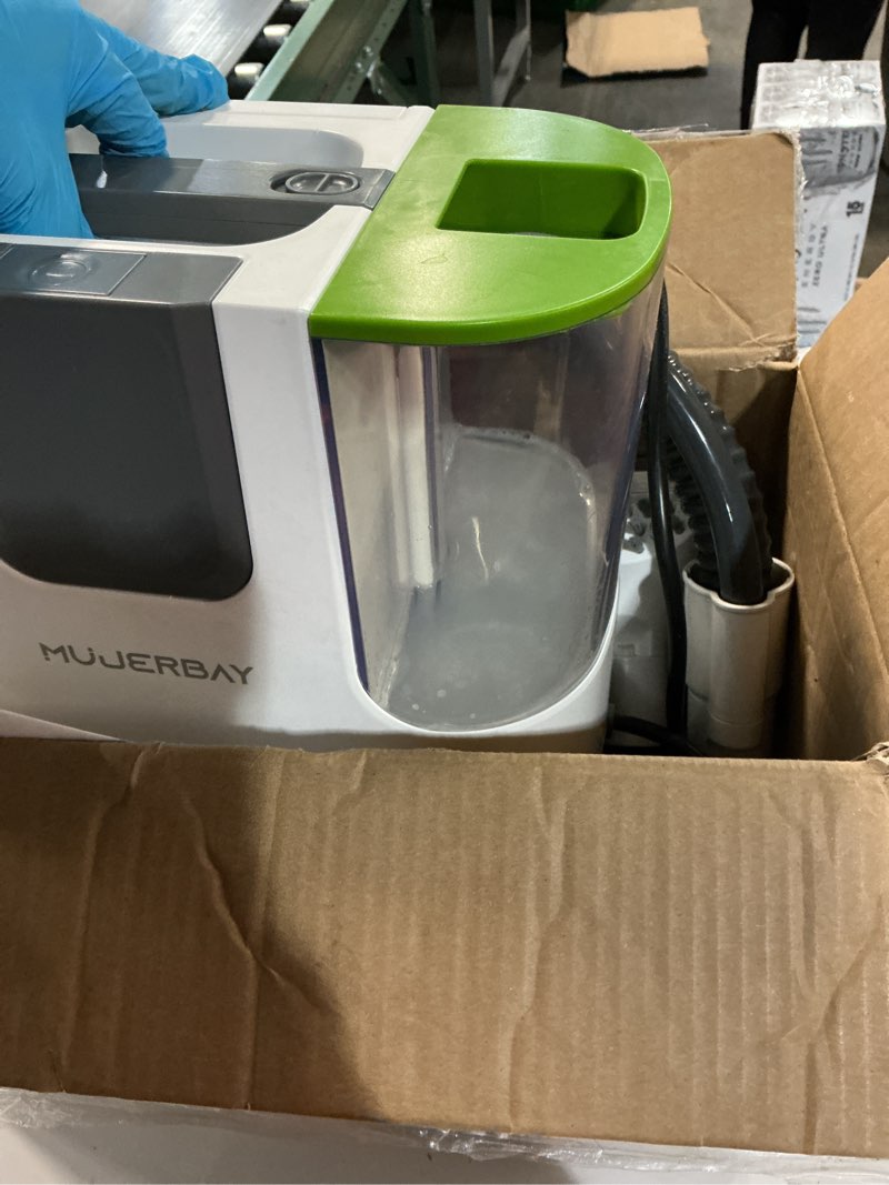 Condition photo showing As Is for Upholstery Carpet Cleaner, MUJERBAY 15Kpa Portable Spot and Stain Cleaner Shampooer, Easy Move with Handle, 1.5-inch Deep Cleaning Machine for Couch, Stairs, Car and Pet Messes. Green Black