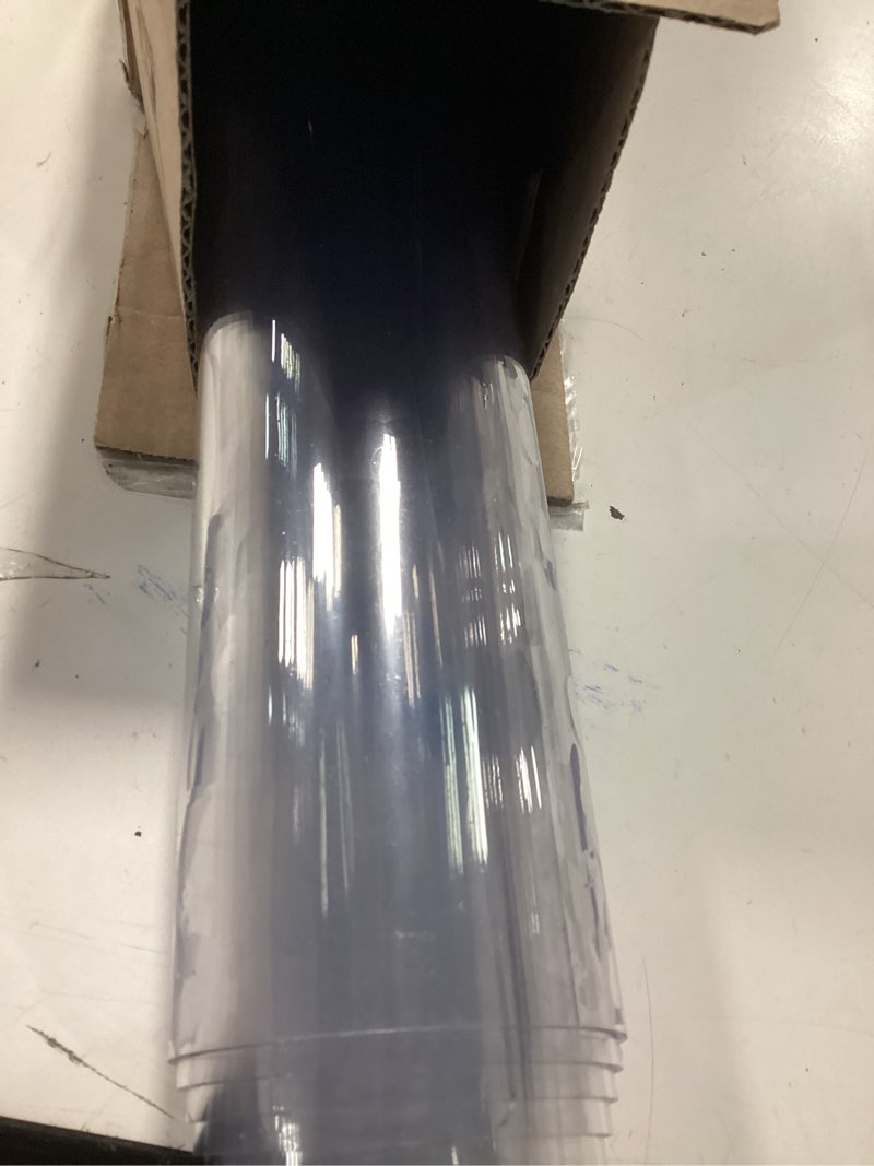 Condition photo showing As Is for necaux custom multi-size 1.5mm thick clear pvc table cover protector - 24 x 60 inch water resistant plastic rectangular vinyl non-slip desk pad for 5 foot coffee table/writing desk 24" x 60" clear 1.5mm