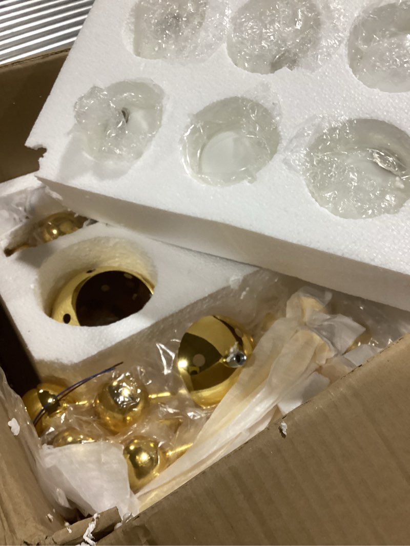 Condition photo showing Good Condition for KCO Lighting Modern Gold Globe Sputnik Chandelier 18-Light Milk Glass Ball Round Pendant Lighting Mid Century Contemporary Starburst Chandelier Kitchen Island Dining Lights Fixture (18-Light) 18 lights