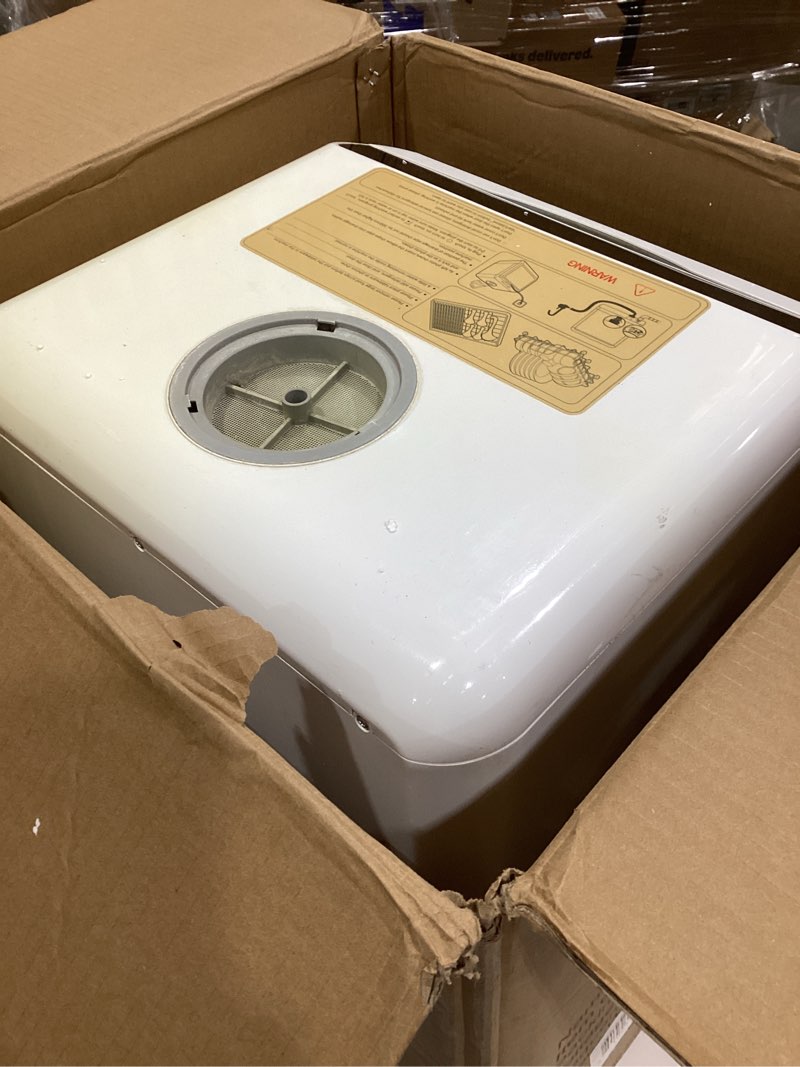 Condition photo showing As Is for Portable Countertop Dishwasher with 5 Programs, 3-Cup Water Tank, Fruit/Veg Basket, High Temp, Air Dry