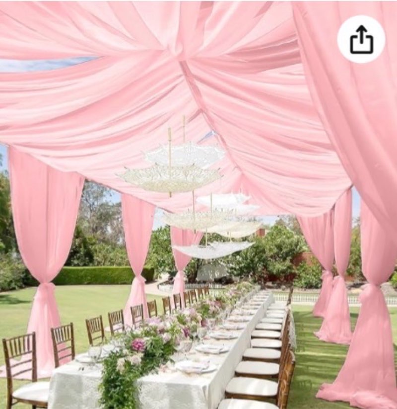 6 Panels Pink Ceiling Drapes for Wedding, 5ftx30ft Ceiling Drapes Cheesecloth Sheer Fabric Curtain W