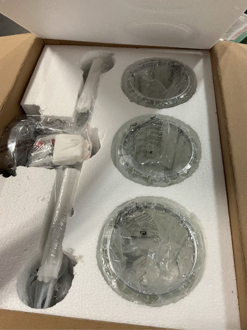 Condition photo showing New/Like New for modern 3 light crystal vanity light, chrome vertical bathroom light fixture over mirror for dressing table sink, compatible with dimmable bulbs (bulbs not included) chrome 3-light