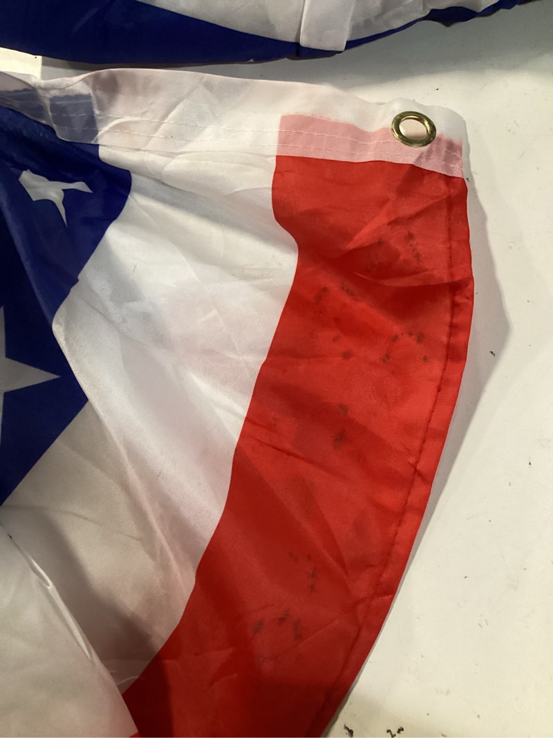 Condition photo showing As Is for ebaokuup 16 pcs usa patriotic pleated fan flags-3 x1.5 ft american us flag bunting banner patriotic bunting flag stars and stripes flag bunting for memorial day the 4th of july and labour day fan-16pcs