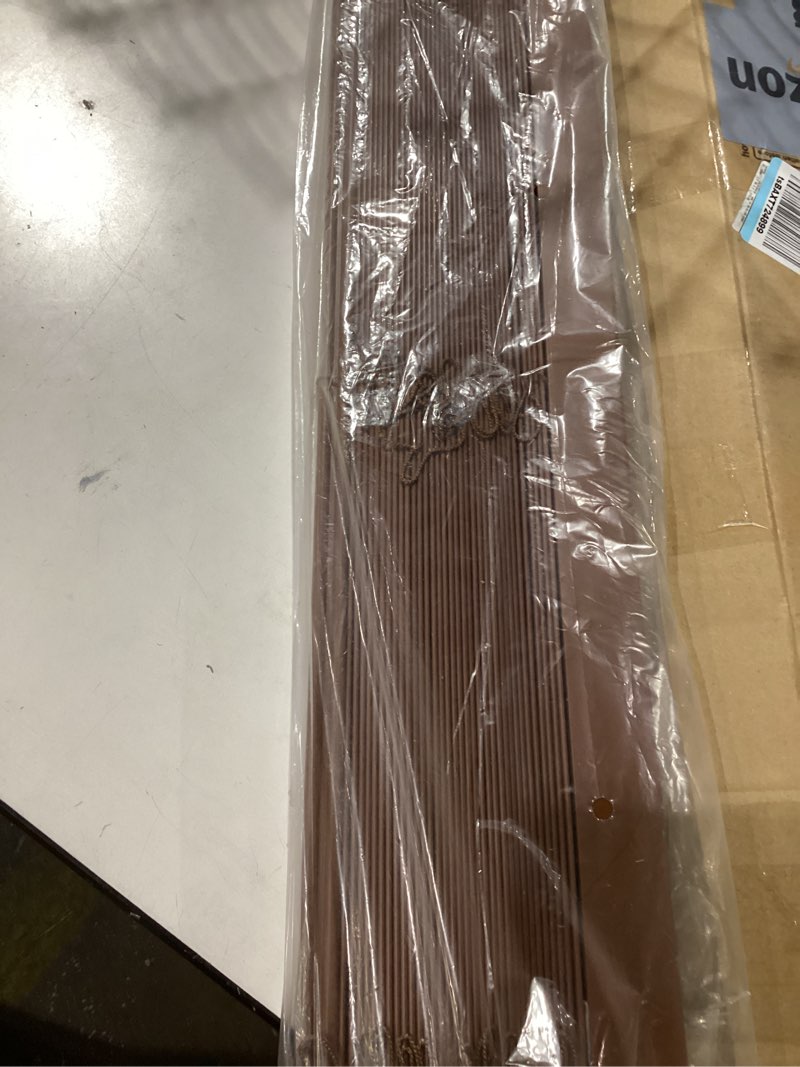 Condition photo showing As Is for lumino - 2" cordless flat slat faux wood window blinds for home - 29.5" w x 60" l - walnut, faux wood blinds for indoor windows, venetian room darkening blinds