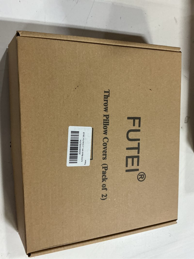 Condition photo showing New/Like New for FUTEI Black White Decorative Throw Pillow Covers 18x18 Inch Set of 2,Soft Geometric Textured Faux Cashmere Cushion Case,Modern Home Decor for Couch Bed Living Room Black White (Geometric) 18" x 18" (Pack of 2)