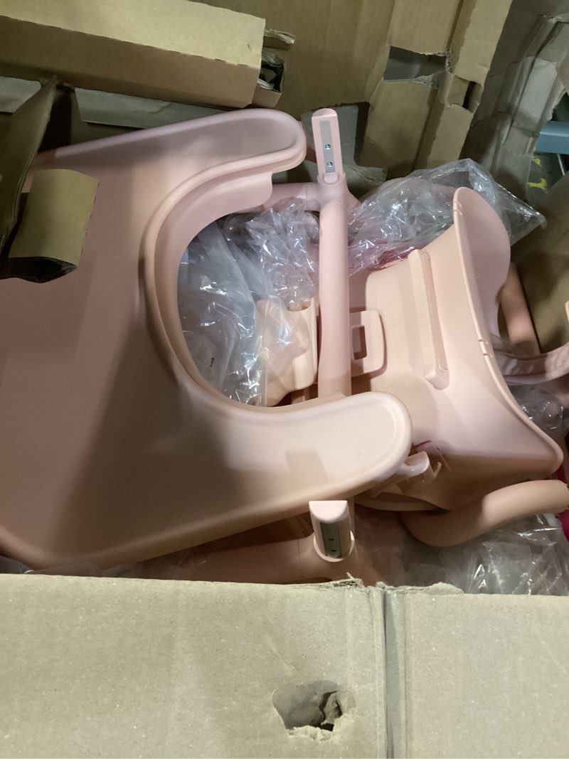 Condition photo showing As Is for cybex lemo 2 high chair system, grows with child up to 209 lbs, one-hand height and depth adjustment, anti-tip wheels safety feature - pearl pink pearl pink lemo 2 3-in-1