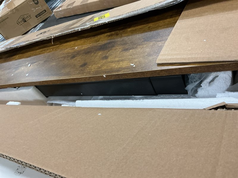 Condition photo showing Good Condition for Claiks Electric Standing Desk, Adjustable Height Stand up Desk, 24x48 Inches Sit Stand Home Office Desk with Splice Board, Black Frame/Rustic Brown Top Rustic Brown 48