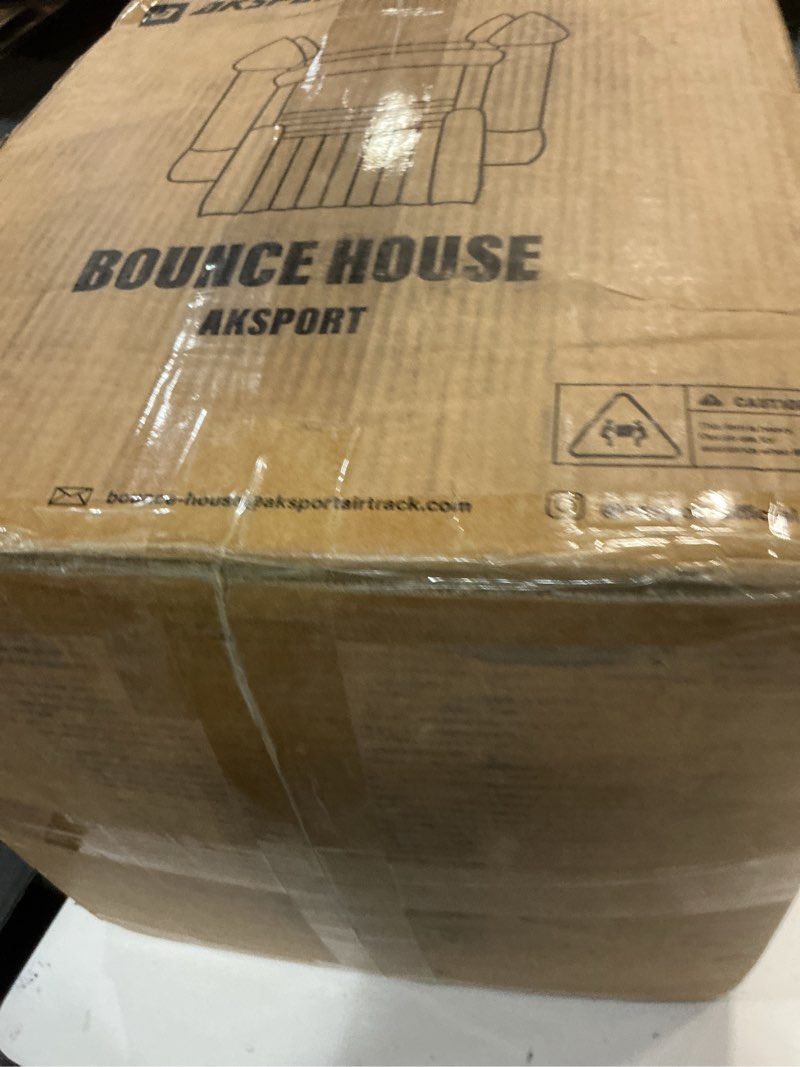 Condition photo showing New/Like New for AKSPORT Inflatable Bounce House,White Castle Bounce House for Kids 3-6 Indoor & Outdoor Inflatable Bouncer House with Slide & Air Blower & Balloons for Kids Birthday Party,Wedding Party 11.97x8.98x7.15ft-white