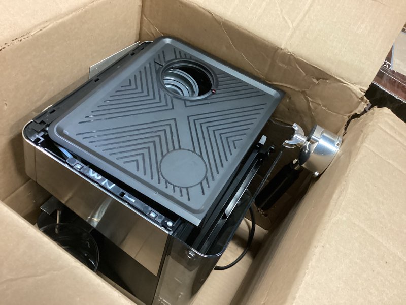 Condition photo showing As Is for (2025 Upgrade)20 Bar Espresso Machine with Built-in Anti-Clog Coffee Grinder, Expresso Coffee Machines with Milk Steam Wand/Frother/Tamping Tools,Espresso Maker with Grinder for Lattes-Charcoal