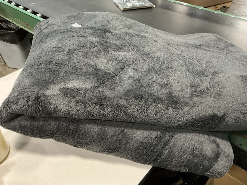 Condition photo showing As Is for Large Modern Area Rugs for Living Room Bedroom, 8x10 Feet Dark Grey Ultra Soft Thickened Memory-Foam Indoor Rug, Comfy Aesthetic Solid Minimalist Carpets for Girls Boys Nursery Dorm Home Decor Dark Grey 8x10 Feet