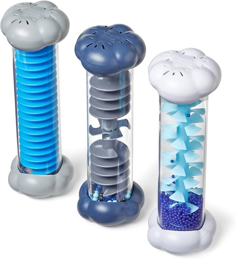 hand2mind - Soothing Sensory Tubes, Rain Sound Stress Relief Tubes, Rain Stick Instrument, Sensory Toys for Toddlers, Calming Corner Supplies, Weather Toys for Science Classroom, Play Therapy Activities