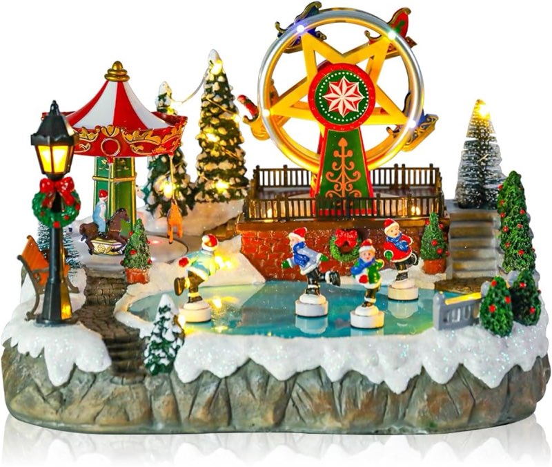 MUMTOP Christmas Village Amusement Park with Moving