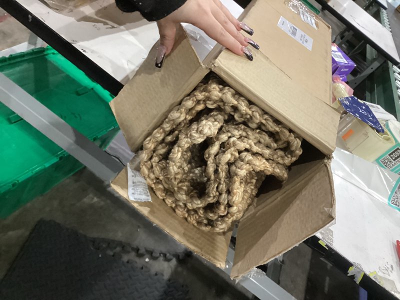 Condition photo showing As Is for DII Sturdy Rolled Natural Indoor/Outdoor Jute Rug, 22x60, Natural 2'8" x 5' (Rectangular)