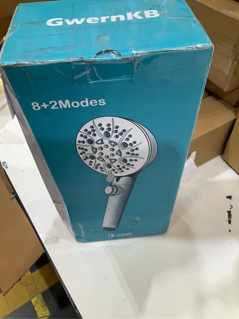 Condition photo showing Good Condition for handheld shower head with on off switch 8-mode high pressure showerhead with 79 inches extra-long stainless steel hose and bracket plus extra low-reach adhesive wall mount for kids,silver…