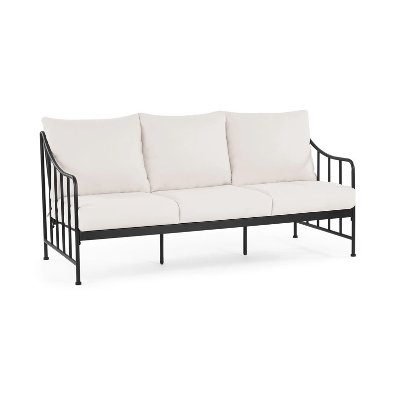 better homes & gardens aubrey 1-piece sofa, black frame & creamy cushion