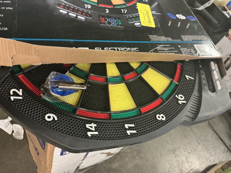 Condition photo showing As Is for narwhal revolution electronic dartboard with 30 games, cricket scoring and 6 plastic tip darts