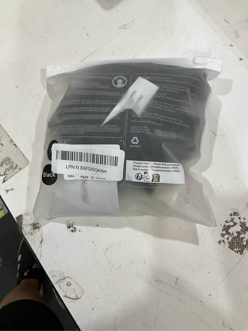 Condition photo showing New/Like New for momcozy mesh support pumping bra hands free suitable for 36c-44g, comfortable plus size pumping and nursing bra in one black medium