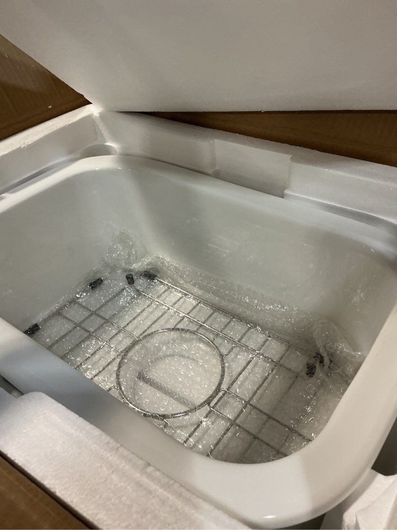 Condition photo showing Good Condition for Davivy 13x19 White Bar Sink Fireclay, 13 Inch Dual-Mount Small Bar Prep Sink, Porcelain Single Bowl Design with Bottom Grid & Strainer 13 x 19 (Bar)