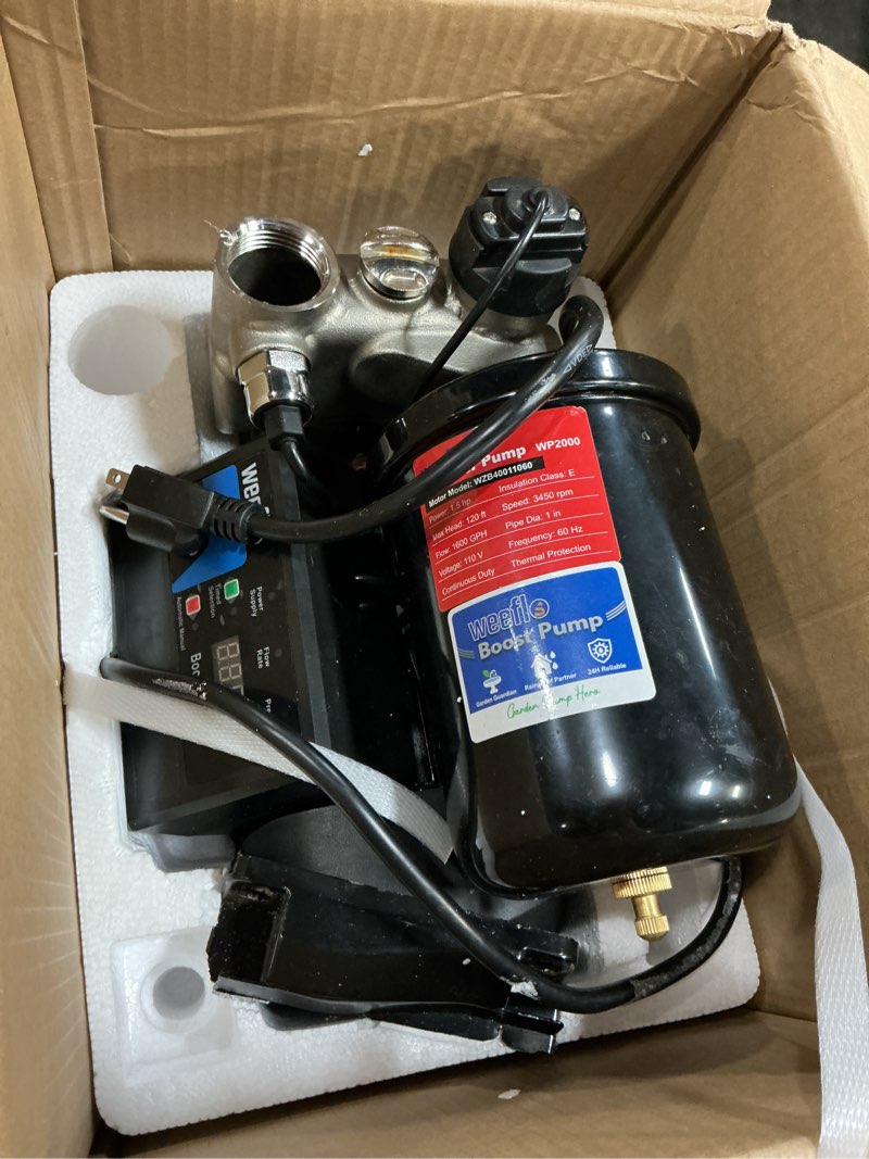 Condition photo showing Good Condition for weeflos 1.5hp automatic booster pump, 1600 gph water pump, 120ft max head, mechanical pressure switch, self-priming utility pump for shower, irrigation, basement, garden, pool (1.5hp/120ft)