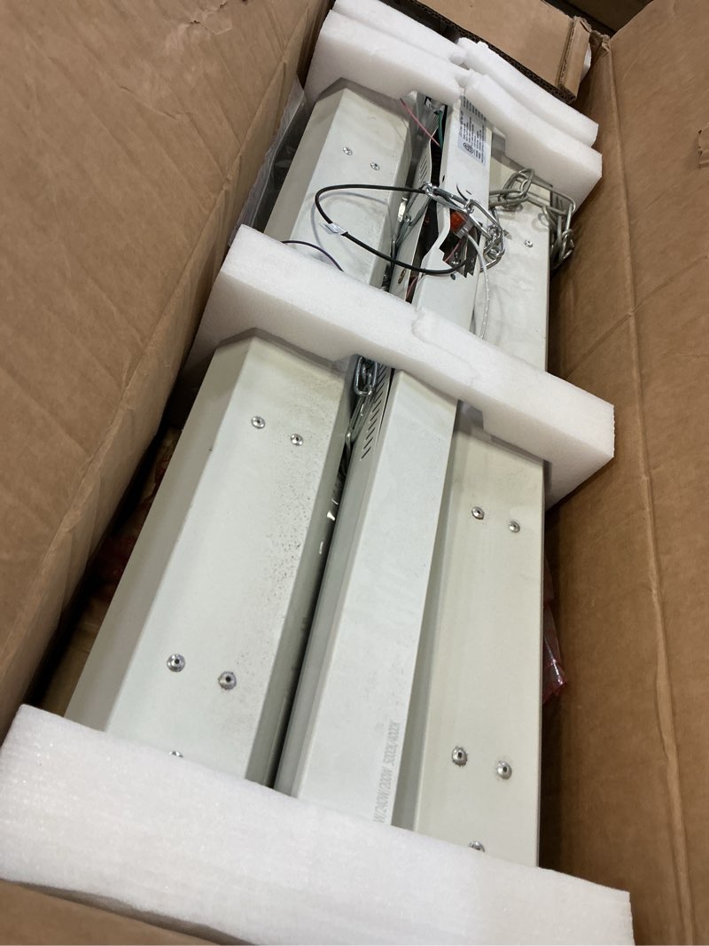 Condition photo showing As Is for 2-pack 300w high bay led shop lights, power tunable 300w/240w/200w, 4000k/5000k selectable, 3ft 42000lm 100-277v, linear high bay lights for warehouse workshop supermarket stadium, etl 300w-2pack