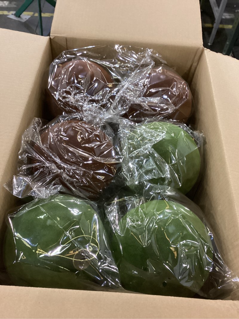 Condition photo showing New/Like New for Liliful 12 Pcs 6 Inch Large Velvet Christmas Ball Flocked Christmas Tree Ornaments Big Xmas Tree Shatterproof Hanging Home Decorations for Holiday Party(Green Brown)