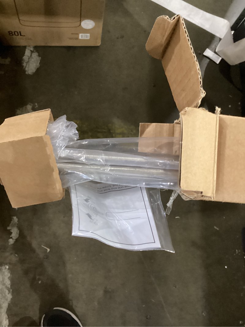 Condition photo showing As Is for ivilon tension curtain rod - spring tension rod for windows or shower, 54 to 90 inch. brushed nickel 54" to 90" brushed nickel