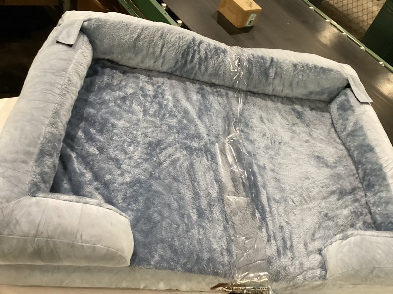 Condition photo showing Good Condition for waterproof orthopedic dog bed for extra large sized dogs | memory foam pet bed sofa with bolster, dog couch with washable cover & non-slip bottom, 42x30 inch, light blue x-large(42"l x 30"w x 9"th) light blue