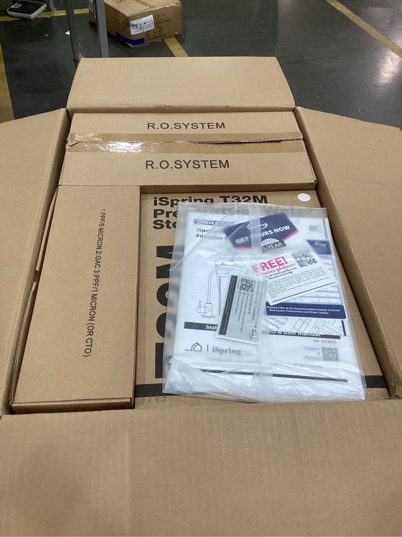 Condition photo showing New/Like New for ispring rcc7ak, nsf certified, 75 gpd, alkaline 6-stage reverse osmosis system, ph+ remineralization ro water filter system under sink, patented top-mounted faucet design for easy installation brushed nickel 6-stage, alkaline